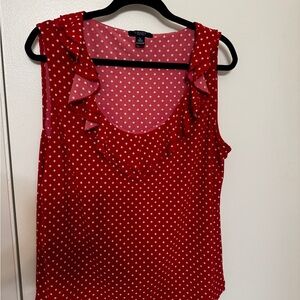 Chaps Red and White Polka Dot Tank Top